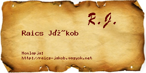 Raics Jákob névjegykártya